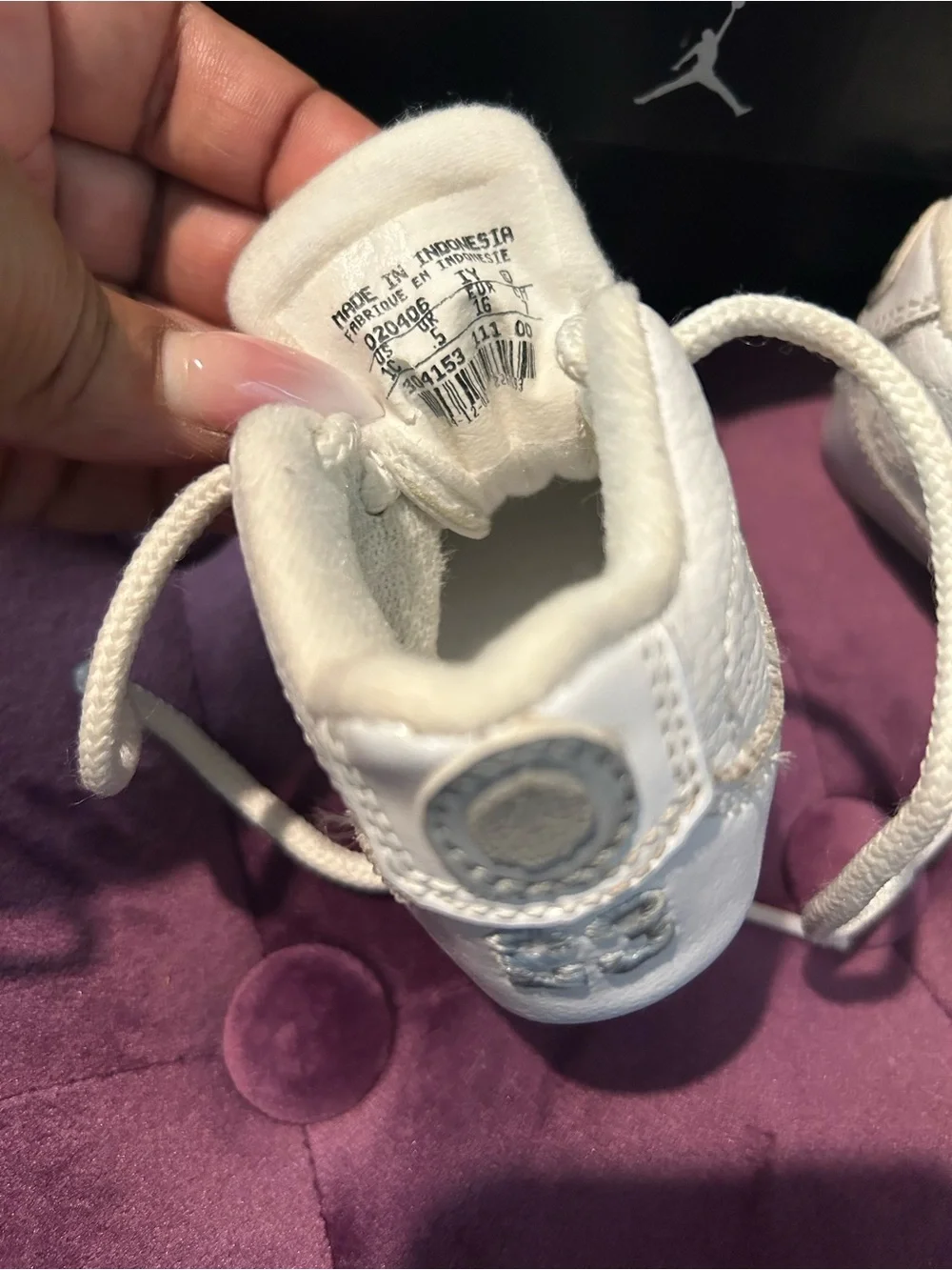 Sz 1  First Jordan 9 White Baby & Walker Sneakers
